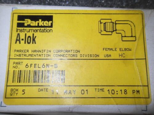 5 Parker 6Fel6N-B A-Lok Female Elbow Fittings