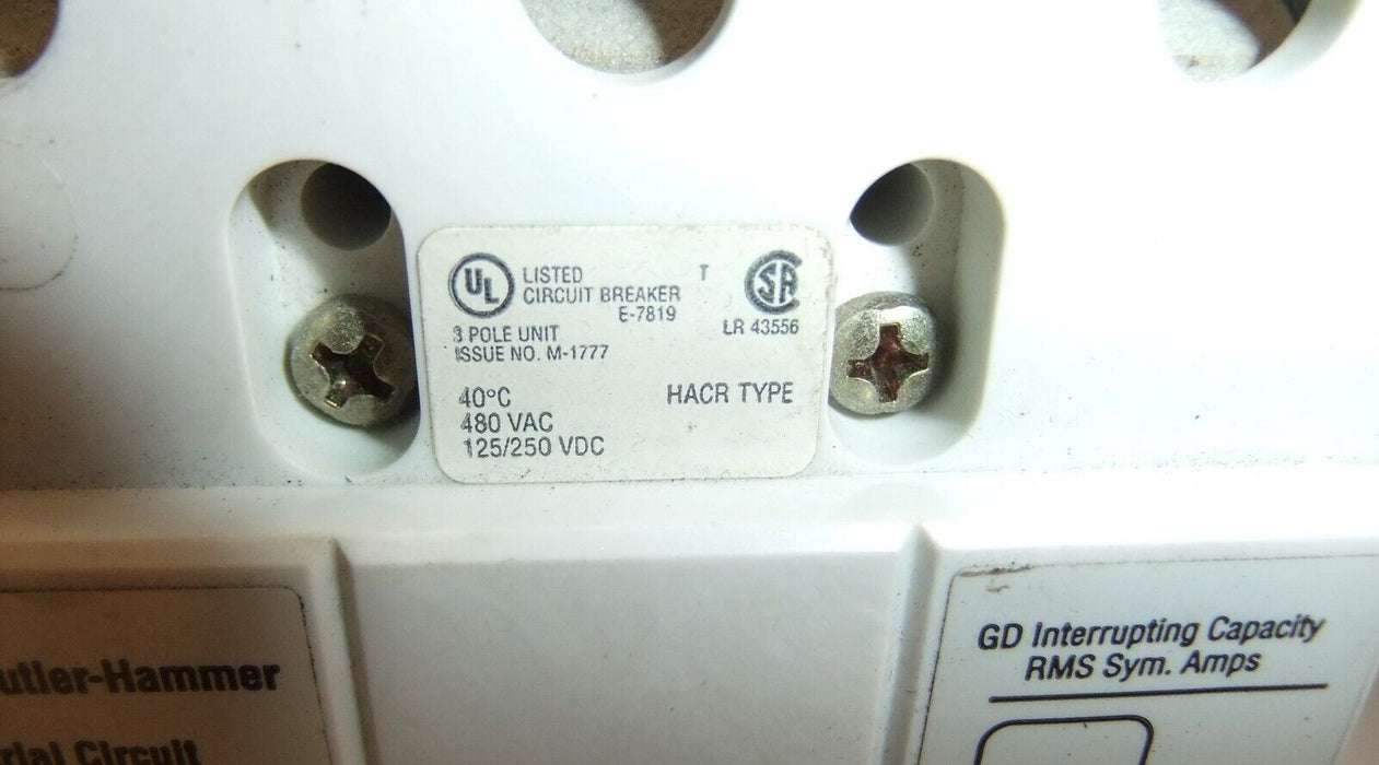 Cutler-Hammer Circuit Breaker HACR350 3P 50A 480VAC