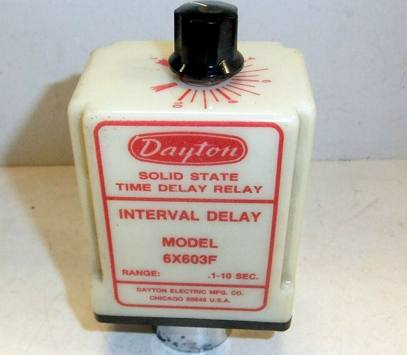 Dayton 6X603F Solid State 120 V AC 10 A 0.1-10 Sec Adjustable Time Delay Relay