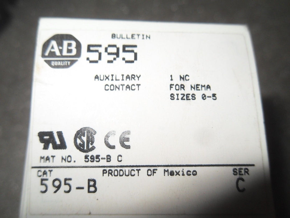Allen-Bradley 595-B 1NC Auxiliary Contact for NEMA Motor Size 0-5