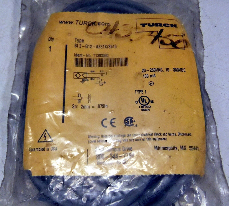 Turck BI2-G12-AZ31X/S516 Embeddable Inductive Sensor