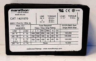 Marathon 1421570 600 V AC/DC 175 A Single Pole Power Distribution Block