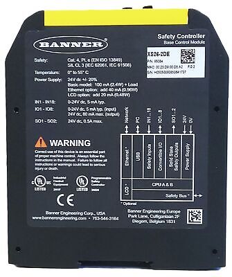 Banner Engineering XS26-2DE Safety Controller PLC Processor