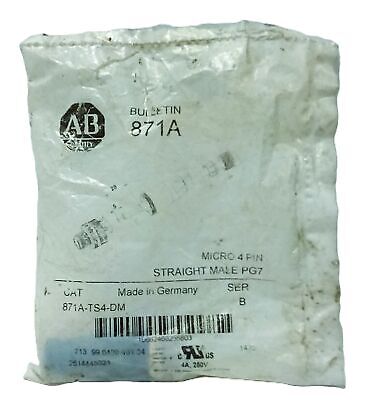 Allen-Bradley 871A-TS4-DM Micro 4 Pin Straight Male PG7 PLC Cable Connector
