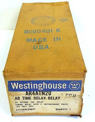 Westinghouse AR4ATN20 20 Seconds Pneumatic On Delay Timing Relay w/ 120 V Coil