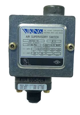 Viking 04702-A A-1 3-90 psi 12-250 V AC/DC 250 mA-10 A Pressure Switch