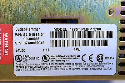 Cutler-Hammer 1775T-PMPP-1700 92-01911-01 24 V DC 23 W Touchscreen Interface