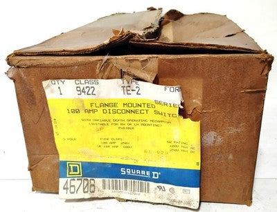Square D 9422-TE-2 100 A 600 V AC 250 V DC Flange Moutned Disconnect Switch