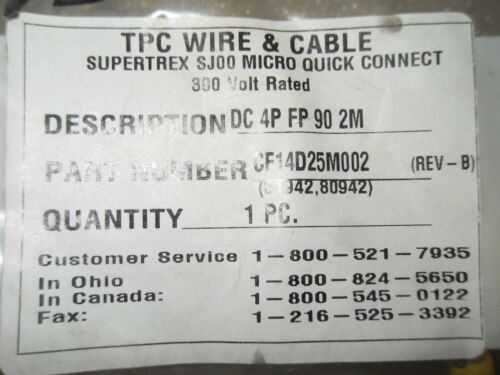 1 Tpc Wire & Cable Cf14D25M002 Micro Quick-Connect Cordset
