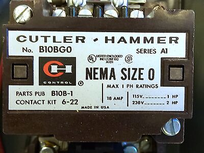 Cutler-Hammer B10BGOB 230 V 18 A 2 HP 1-Phase NEMA SIZE 0 Starter in Enclosure