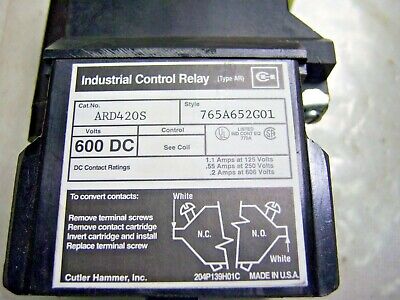 Cutler-Hammer 765A652G01 ARD420S Control Relay