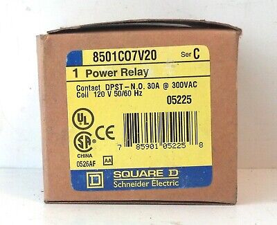 Square D 8501CO7V20 Ser C 120 V 30 A DPST Power Relay