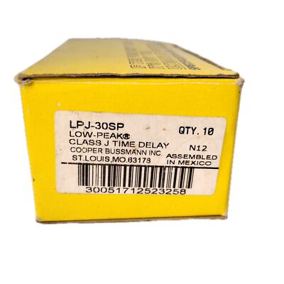 Bussmann LPJ-30SP 600VAC/300VDC 30 A Class J Current-Limiting Time-Delay Fuses