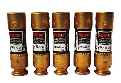 Bussmann FRN-R-1/2 250 V AC / 125 V DC 1/2 A Fusetron Time Delay Fuse - Lot of 5