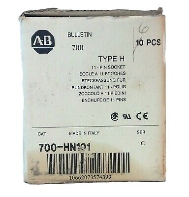 Allen-Bradley 700-HN101 10 A 300/400 V AC 11 Pin Relay Socket - Lot of 6