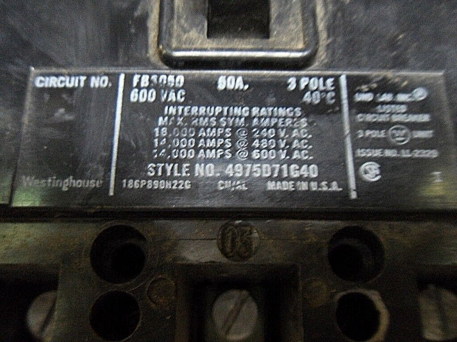 Westinghouse FB3050 Circuit Breaker 50A