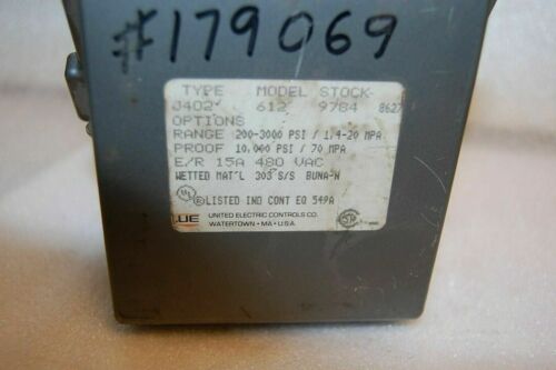 United Electric Pressure Switch 200-3000PSI J402-612
