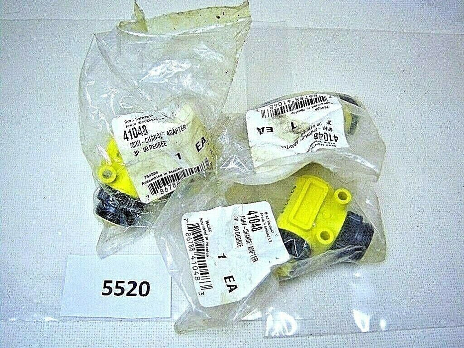 Lot of 3 Brad Harrison Mini Change Adapter 3 Pin 90 Degree 41048