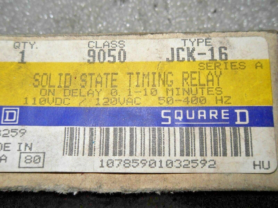 Square D 9050-JCK-16 110Vdc/120Vac Solid State Timing Relay