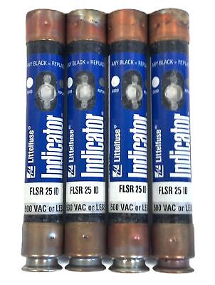 Littelfuse FLS-R-25-ID 600 VAC Current Limiting Time-Delay Fuses - Lot of 4