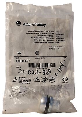 Allen-Bradley 800FM-LE7 Clear Momentary Illuminated Extended Push Button