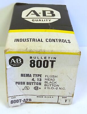 Allen-Bradley 800T-A2B Ser T Black Flush Head Pushbutton