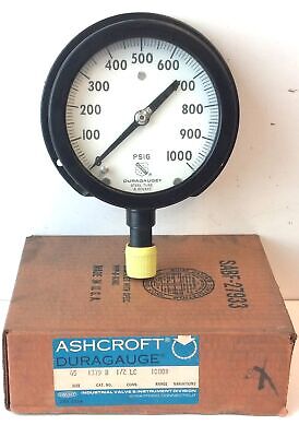 Ashcroft 451379 1/2" NPT 0-1000PSI 4.5" Dial Steel Tube DuraGauge Pressure Gauge