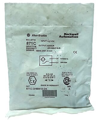 Allen-Bradley 871C-DH8M18-D4 8.2 V DC Inductive Proximity Sensor