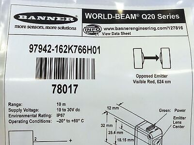 Banner Engineering Q20E-78017 97942-162K166H01 Photoelectric Sensor
