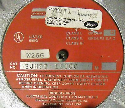 Crouse-Hinds EJH52-11100 Diaphragm Pressure Switch