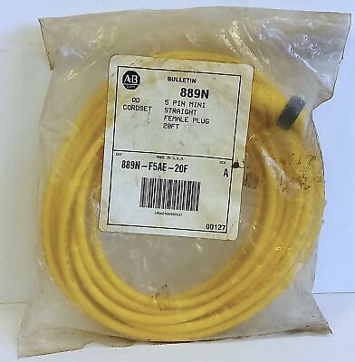 Allen-Bradley 889N-F5AE-20F 20 ft 5-Pin Mini Straight Female PLC Cable