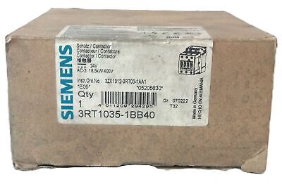 Siemens 3RT1035-1BB40 24 V DC Coil 40 A 3 P Size S2 Contactor
