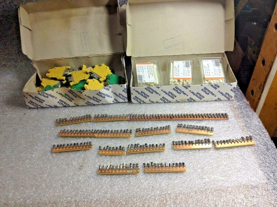 LOT OF SPRECHER+SCHUH TERMINAL BLOCKS, TAG STRIPS AND CENTER JUMPER POLES