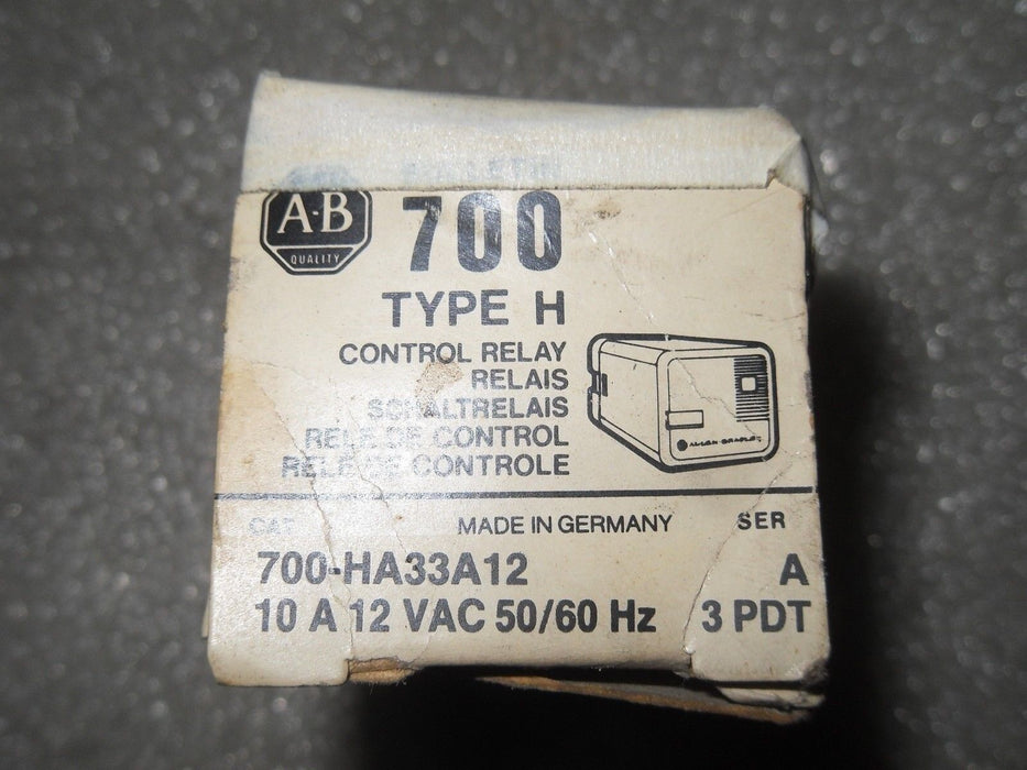 1 Allen-Bradley 700-Ha33A12 12Vac 10A Control Relay