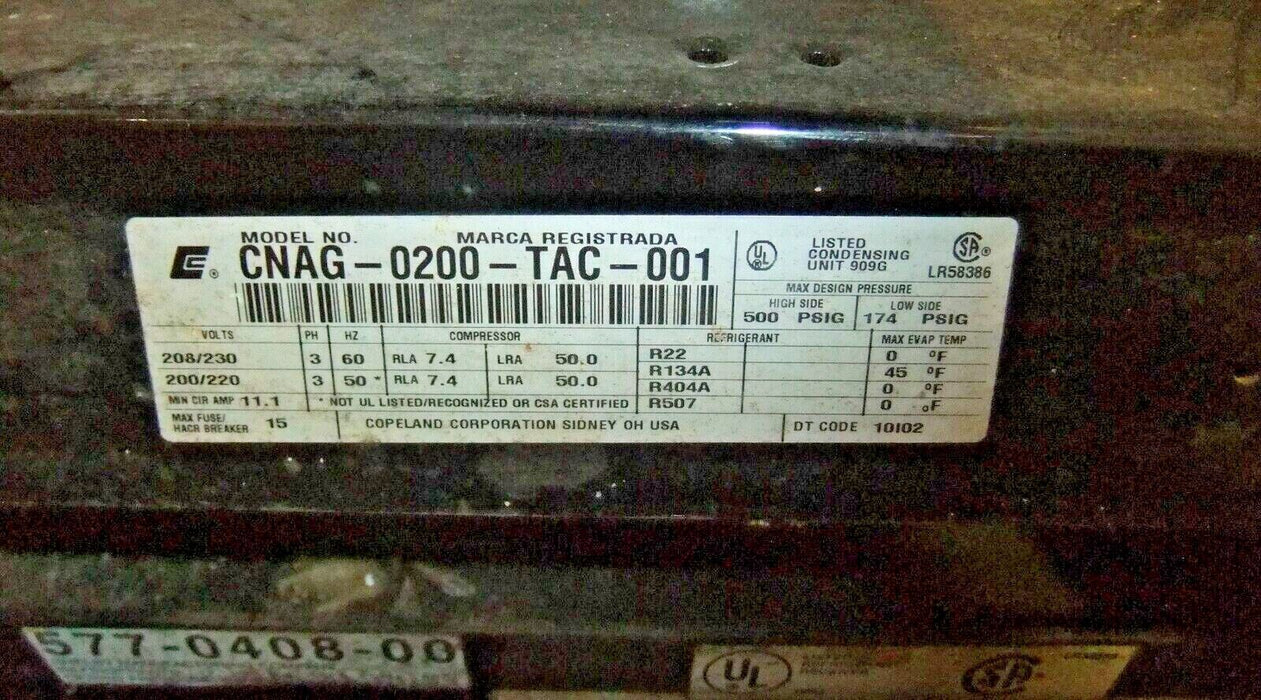 Copeland Condensing Unit CNAG-0200-TAC-001