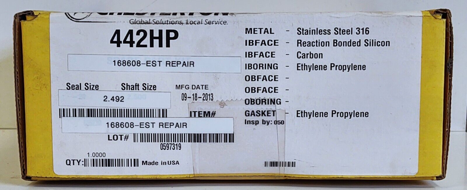 Chesterton Rebuild Kit for 442HP Size 2.492 in See Description for Parts List