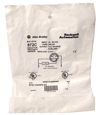 Allen-Bradley 872C-D2-NP8-D4 10-30 V DC Shielded Inductive Proximity Sensor