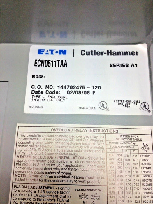 Cutler-Hammer ECN0511TAA Starter