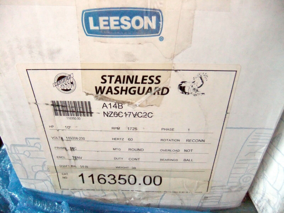 Leeson Stainless Washguard Motor 116350.00