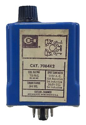 Cutler-Hammer 7084K2 115 V AC 5-10 A 0.5-5 sec DPDT Time Delay Relay
