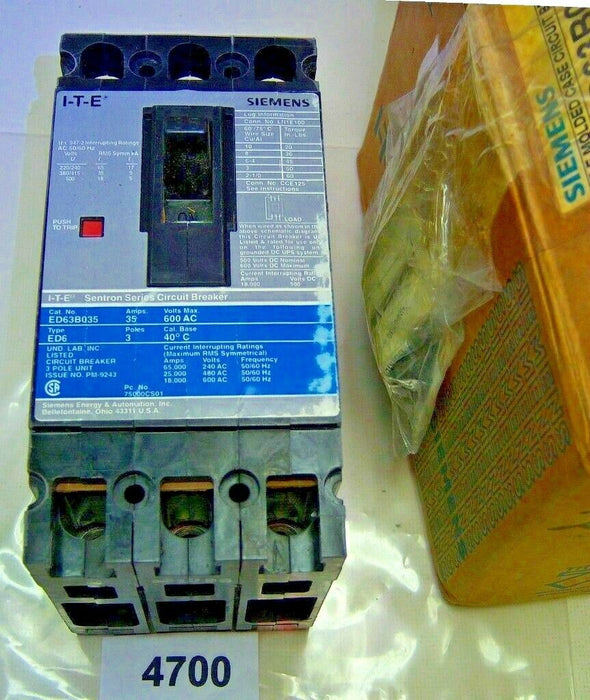 Siemens ED63B035 600 V 35 A 3P Circuit Breaker