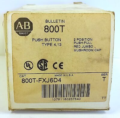 Allen-Bradley 800T-FXJ6D4 110/120 V 50/60 Hz Jumbo Red Mushroom Head Pushbutton