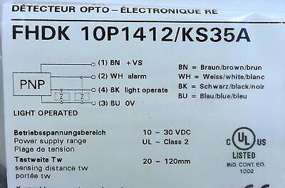 Baumer Electric FHDK 10P1412/KS35A Photoelectric Sensor