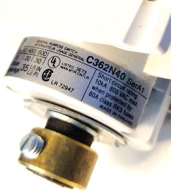 Cutler-Hammer C362N40 600 V AC 40 A Rotary Disconnect Switch No Operator