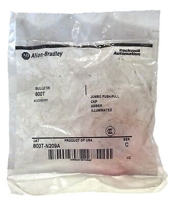 Allen-Bradley 800T-N209A Ser C Jumbo Push-Pull Amber Illuminated Mushroom Button