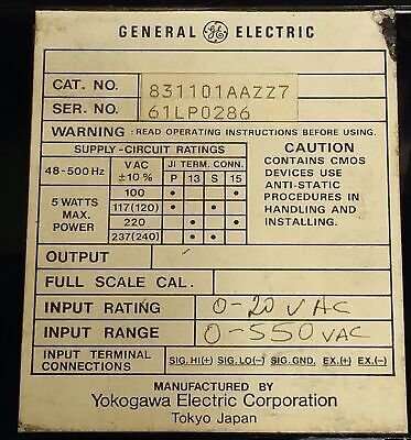 GE 50-831101AAZZ7 Panel Meter