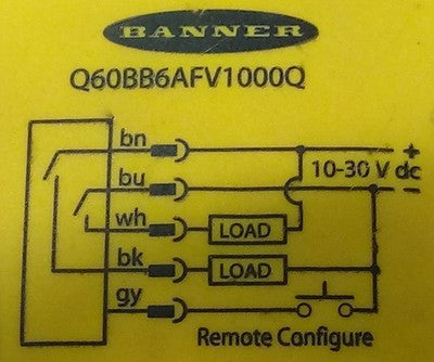 Banner Engineering Q60BB6AFV1000Q 10-30 V DC Adjustable Photoelectric Sensor