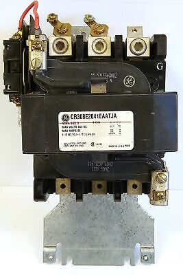 GE CR308E2041EAATJA 600 V AC 90 A 50 HP NEMA Size 3 Starter with Aux. Contact
