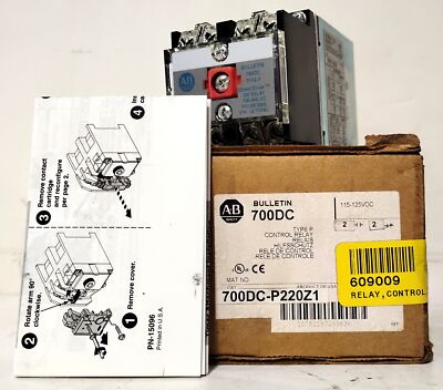 Allen-Bradley 700DC-P220Z1 115-125 VDC Coil Type P Direct Drive DC Control Relay