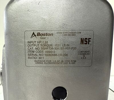 Boston Gear SSHF726-30K-B5-HS1-P20 30:1 Ratio 700 Series Right Angle Worm Gearbox